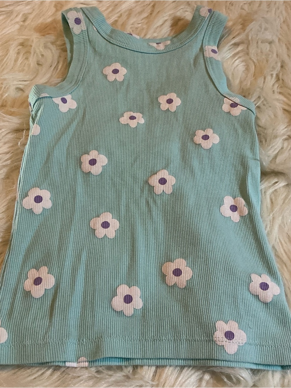 Wonder Nation 6X blue with white flowers tank top